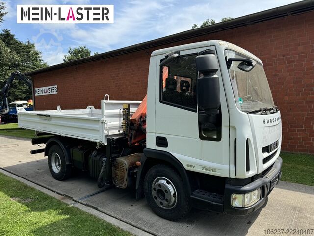 Háromirányú billenő teherautó IVECO ML75E16 3 S-Kipper Kran PK  9,4m-550 kg Greifer