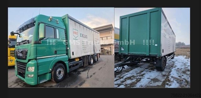 Flatbed truck with tarp MAN TGX 26.500 / Zug / Ret / Lenkachse / XL Zertifik