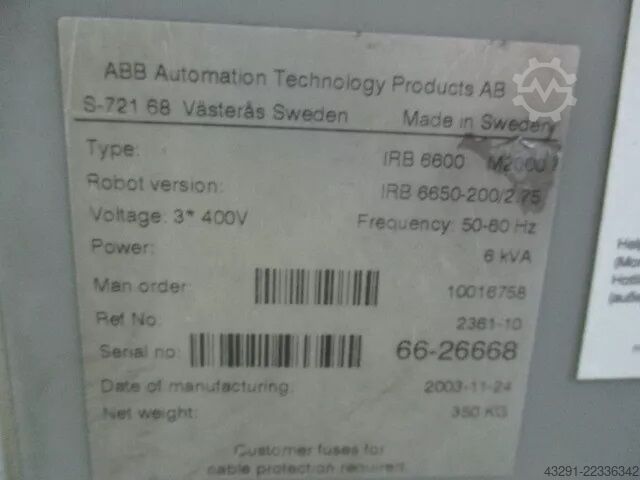 Robot industrial ABB Robotics IRB6650 Foundry 200/2.75