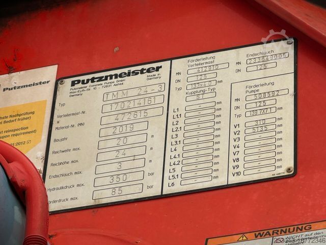 Betonmixer vrachtwagen MERCEDES-BENZ AROCS 3243 8x4 Euro 6 Pumi Putzmeister TMM 24-3