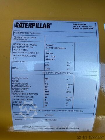 Generator set Caterpillar DE400E0 - C13 - 400 kVA Generator - DPX-18023