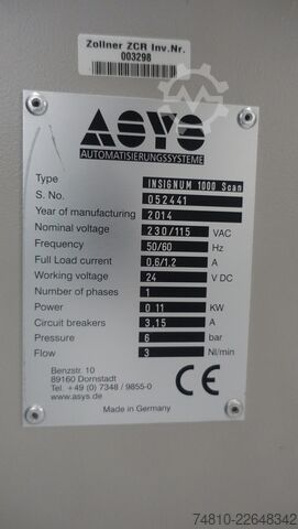 Szerelési technológia Asys Insignum 1000 Scan