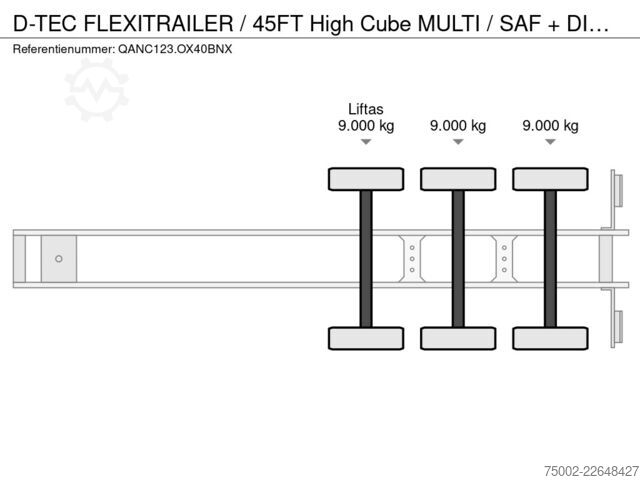 Transporte de contenedores D-TEC FLEXITRAILER / 45FT High Cube MULTI / SAF + DIS...