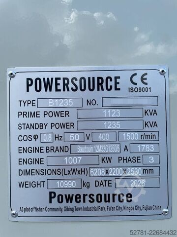  Baudouin 12M33G1250/5 - 1235 kVA Generator - DPX-19883