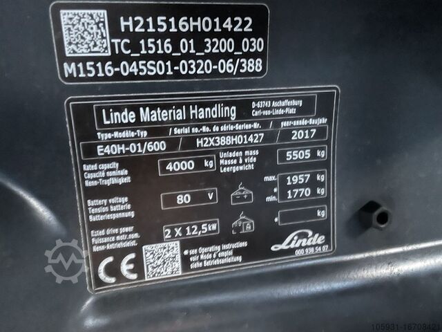 Elektrische vorkheftruck met 4 wielen Linde E40H-01/600