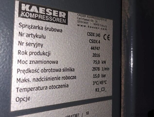 Compresor cu șurub Kaeser CSDX 140, 75 kW, 13 bar, 2016