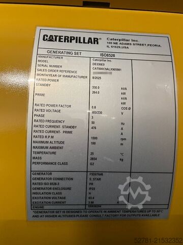 Aggregaat CAT DE330E0 - C9 - 330 kVA Generator - DPX-18022
