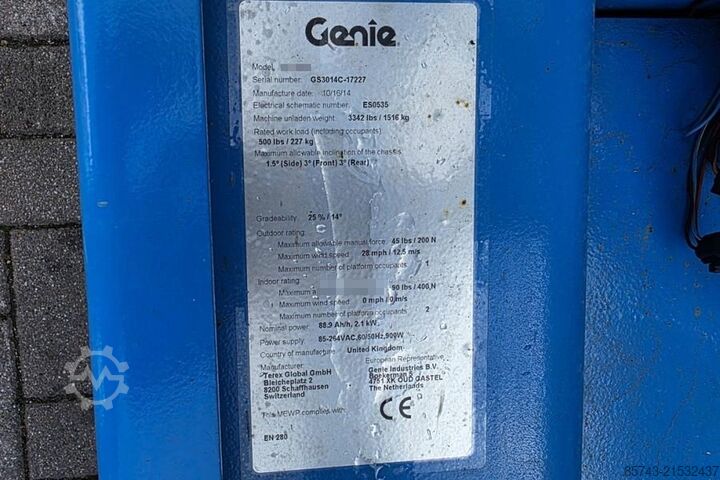 Schaarlift Genie GS1932 Electric, 2025 Batteries, Working Height 7.