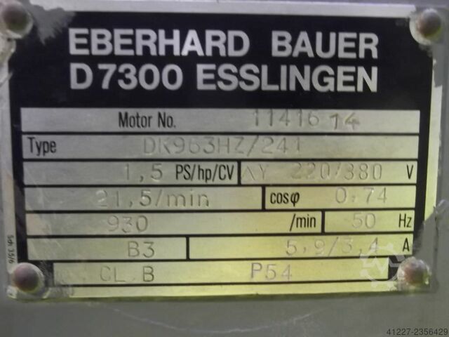 Tandwielmotor 1,1 kW 21,5 tpm Bauer DK963HZ/241
