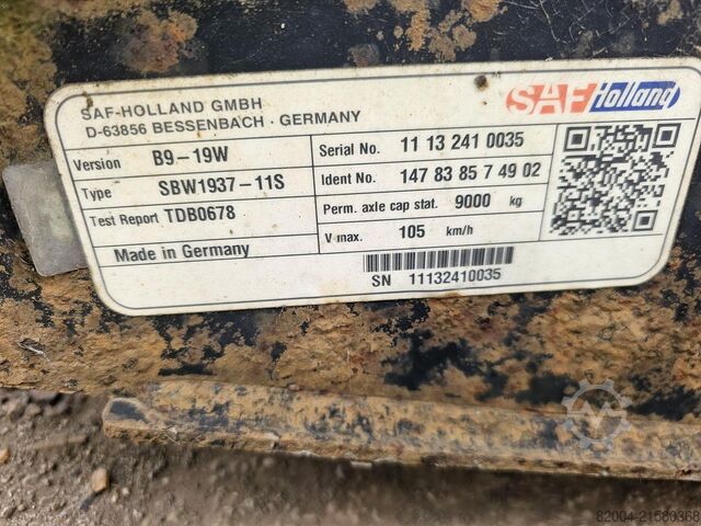 Essieu SAF B9-19W | TRAILER AXLE SINGEL TIRE| DISC