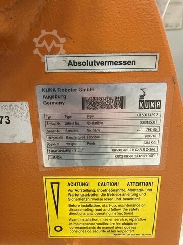 2 robots industriales (2006+2010) Kuka KR 500 L420-2