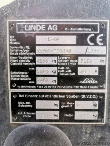 Carrello elevatore Linde E48P Elektro-Gabelstapler 4,1 t
