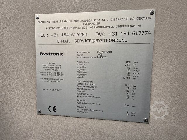 Press brake Bystronic PR 200x4100