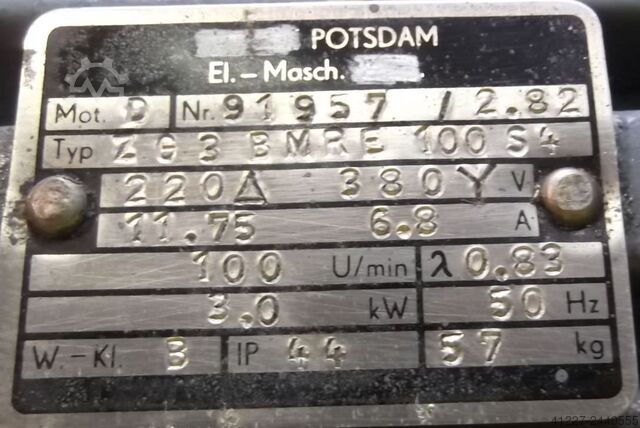 Geared motor 3 kW 100 rpm VEM ZG3BMRE100S4