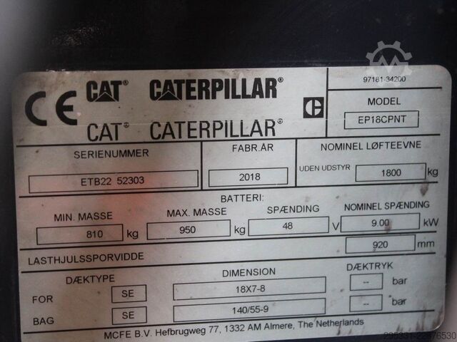Carrello elevatore elettrico a 3 ruote Caterpillar EP 18 CPNT