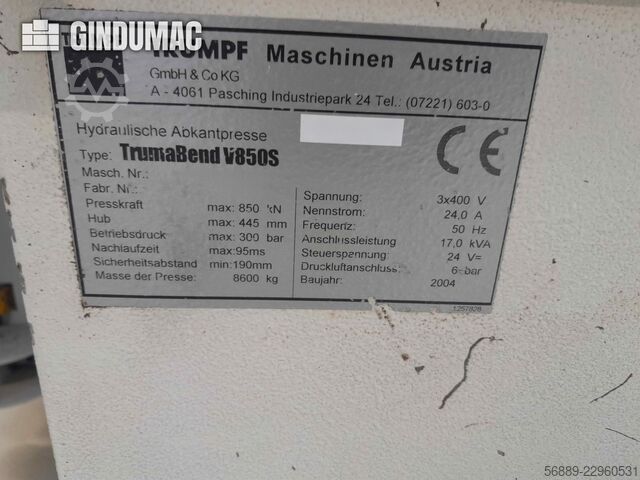 TRUMPF TrumaBend V 850 S TRUMPF TrumaBend V 850 S