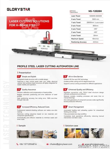 Laserskärmaskin Glorystar Laser NS -12020H Laser Profile Cutting Machine