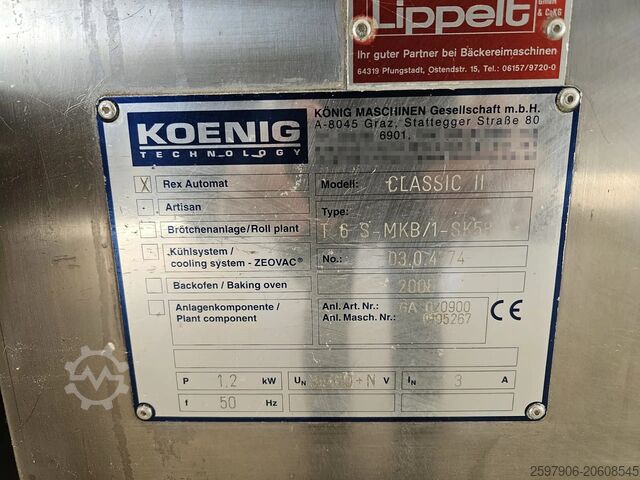Konig Bon broodjesproductielijn Konig konig rex claasic 2 with eco twin800