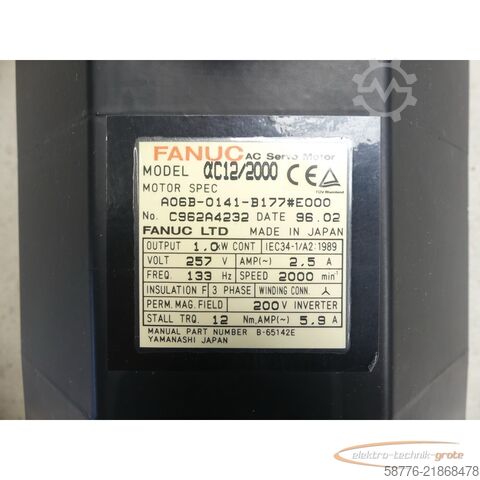 Styrenhet Fanuc A06B-0141-B177 # E000 AC Servo Motor SN: C962A4232