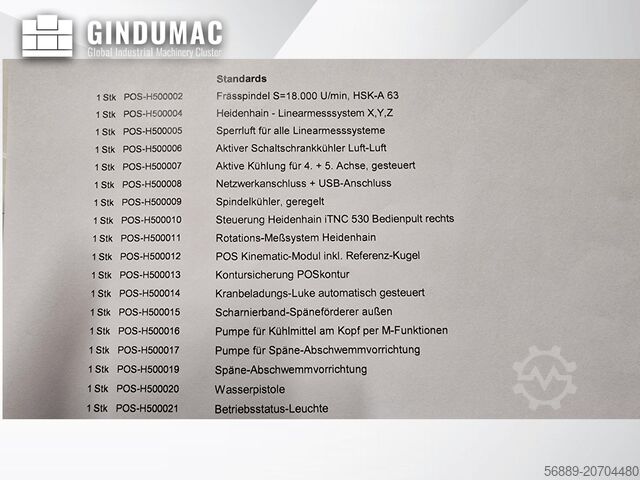 Vertical Machining Centre POSmill H 500 U