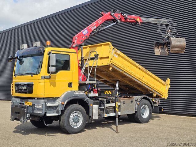 Kipper met kraan MAN TGM 18.250 4x4 BB / CRANE + 3 SIDE TIPPER