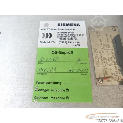 Besturingsunit Siemens 1PH6135-1NF46-0AA0 Motor SN: EH110037685005 -generalüberholt-