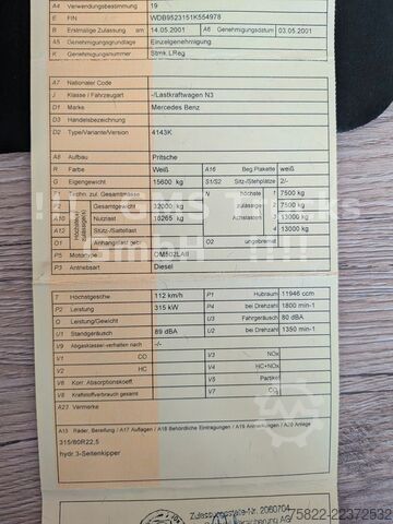 Autocarro ribaltabile MERCEDES-BENZ Actros 4143 / V6 / Blatt - Blatt / Retarder