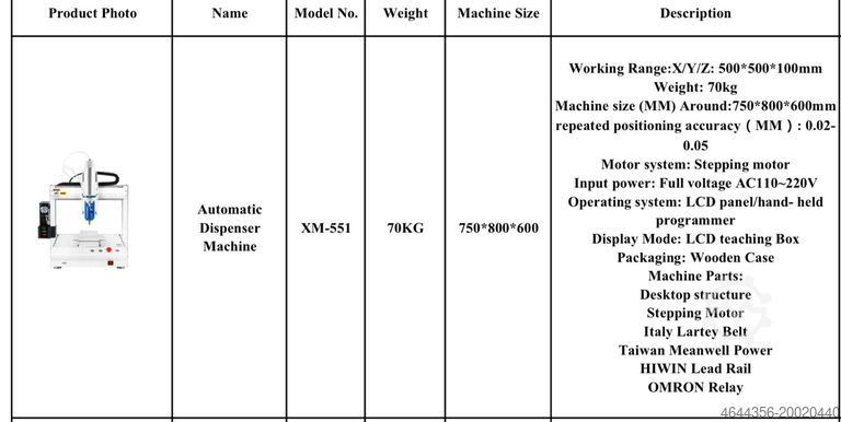 CNC μηχανή διανομής κόλλας 500x500x100mm Xiaomao XM-551