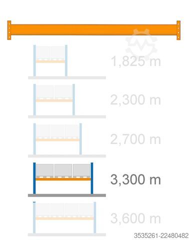 Stojak na dyski 10x13,7 m lang, 5 m hoch, 10 Schutzecken 50 Rahmen, 240 Traversen (3300) 3,25 t