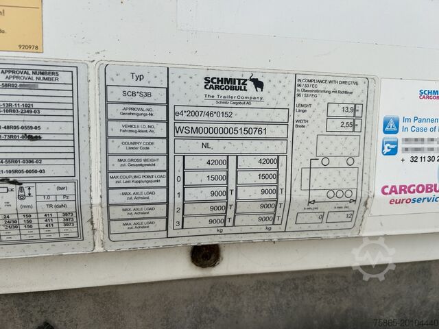 Koffer Schmitz Cargobull SCB S3B / Box Trailer / BPW Drum / NL Trailer /...