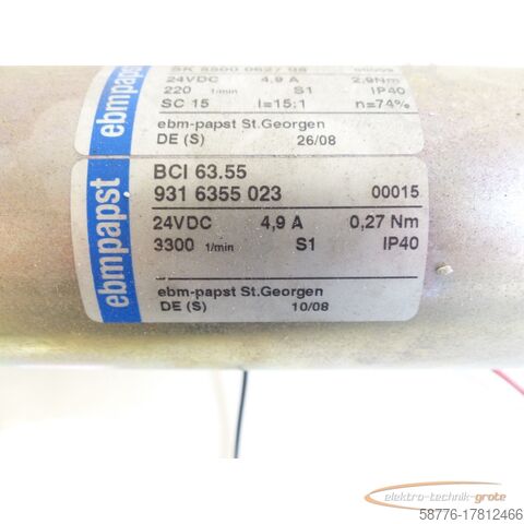 Besturingsunit  Ebmpapst BCI63.55 SK550006278 24VDC 00009 + BCI63.55 9316355023 24VDC 00015