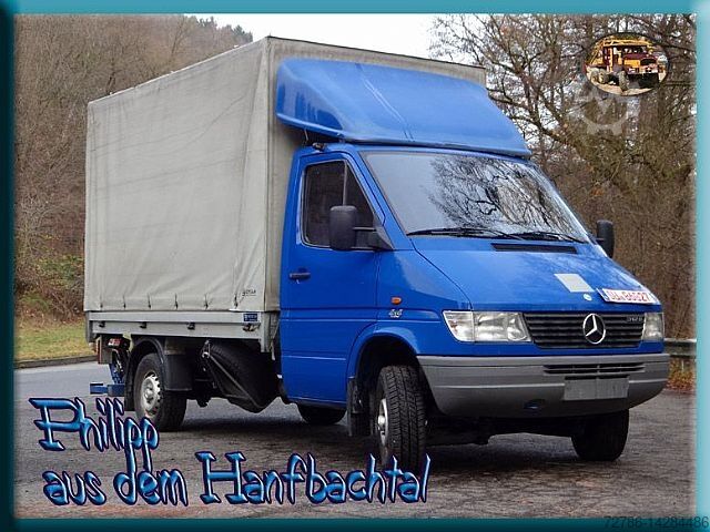Flatbed/branda Mercedes-Benz Mercedes Sprinter 312D 4x4 Pritsche Hebebühne Army