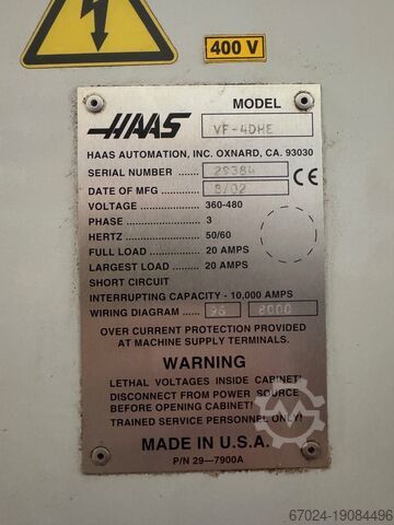 κάθετο κέντρο κατεργασίας HAAS VF4-DHE