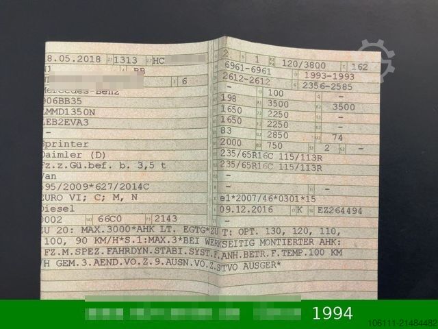 Bestelwagen met verhoogd dak MERCEDES-BENZ Sprinter II 316 CDI MAXI/KLIMA/KAMERA