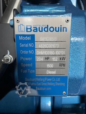  Baudouin 6M11G165/5 - 165 kVA Generator - DPX-19870