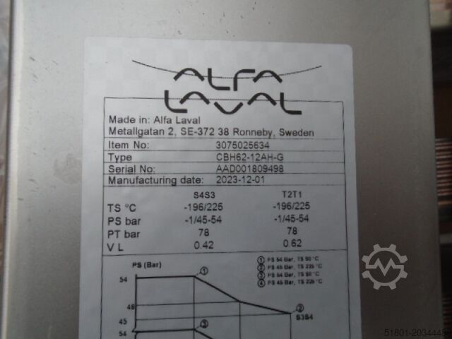 Plate heat exchanger Alfa Laval CBH62 12 AH G 10 kw