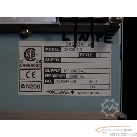 Componente  Yokagawa  DX220-3-2  DAQSTATION , Style S4 SN:12A344686