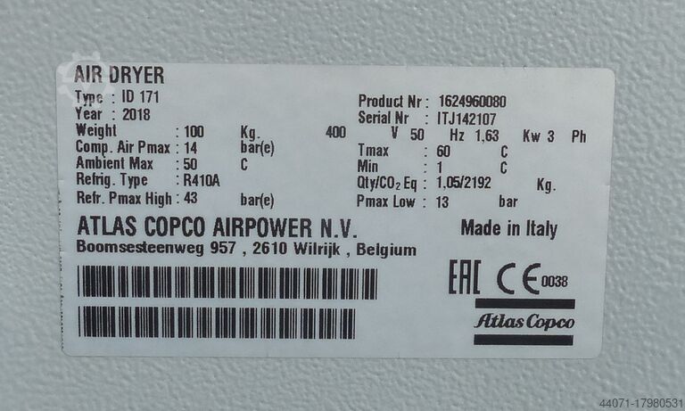 Compresor de tornillo GA55FF Atlas Copco GA55FF