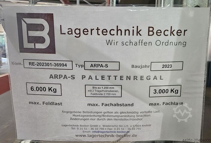 Palletstelling, 30 meter hoog, 3m breed AR Racking Palettenregal