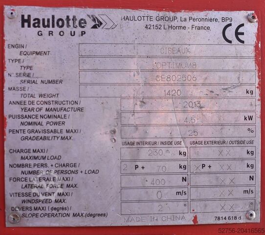 Scissor lift Haulotte Optimum  8