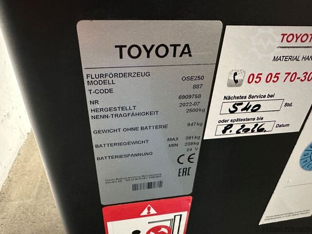 Niskopoziomowy wózek kompletacyjny Toyota OSE 250 - 91 Stunden !!!!