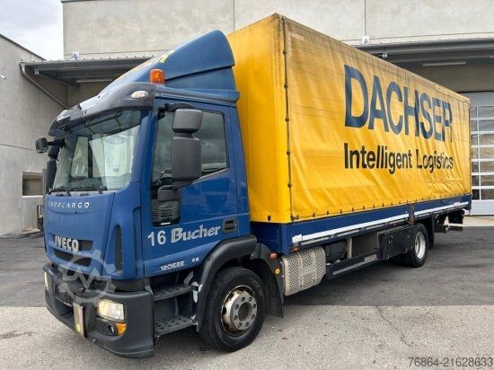 Flatbed truck with tarp IVECO EUROCARGO 120E22 PLANE, SCHALTER LBW