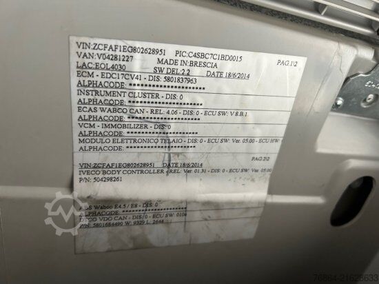 Flatbed truck with tarp IVECO EUROCARGO 120E22 PLANE, SCHALTER LBW