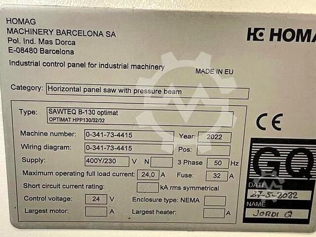 Sierras seccionadoras de tableros Homag Sawteq B-130 2022 Homag Sawteq B-130