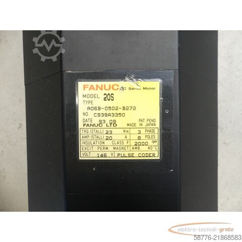 Unité de contrôle Fanuc A06B-0502-B272 20S AC Servo Motor SN: C942A3208