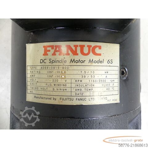 Unidade de controlo Fanuc A06B-0819-B001 DC Spindle Motor Model 6S SN: 061072
