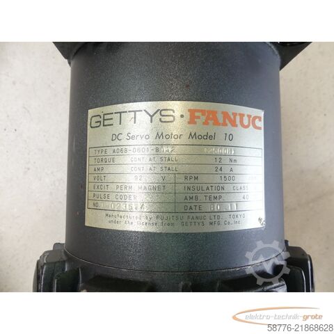 Kontrol ünitesi Fanuc Gettys A06B-0601-B032 DC Servo Motor Model 10 SN: 023624