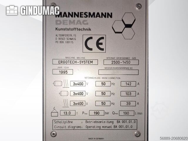 Macchina ad iniezione idraulica DEMAG Ergotech System 250 - 1450