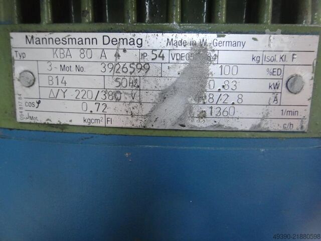 2-Stufen Elektromotor, Schubanker-Getriebemotor, Demagmotor, Fahrwerksantrieb DEMAG KBA 125 B + KBA 80 A - FG 08B-B3-23-H1-F1