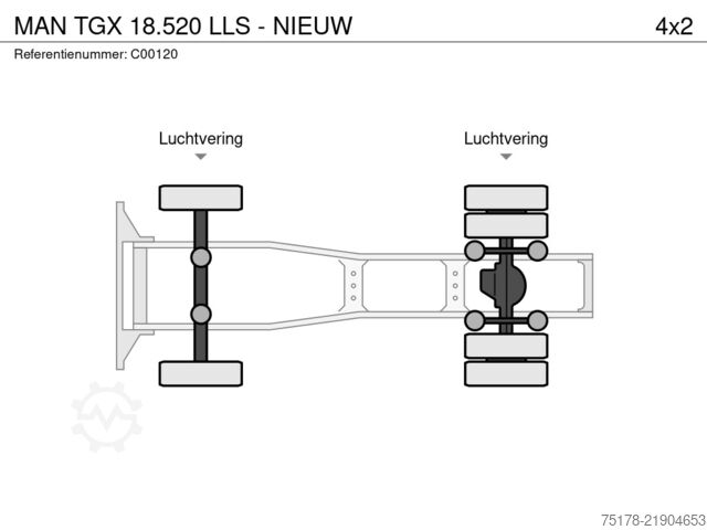 Standard tractor MAN TGX 18.520 LLS  - NIEUW